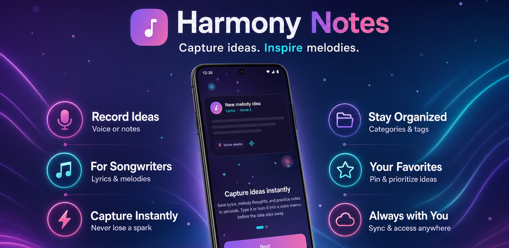Harmony Notes promotional banner