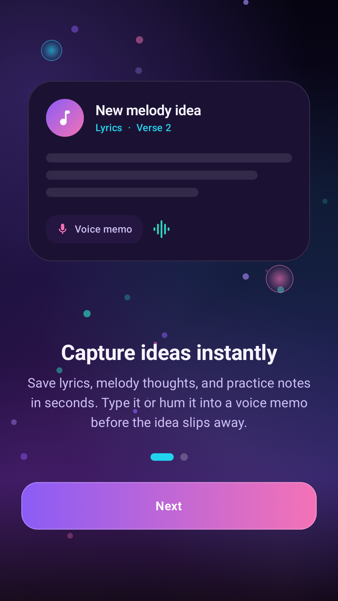 Harmony Notes onboarding screen
